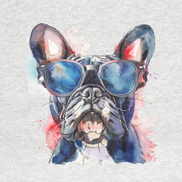 French Bulldog with Sunglasses (Watercolor) by Wayward Purpose